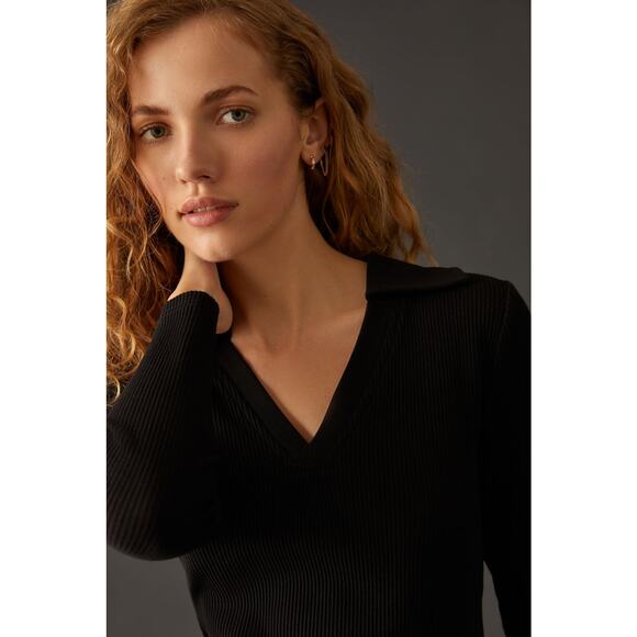 Anthropologie Dolan Ribbed V-Neck Top - New Size Medium - Picture 5 of 7